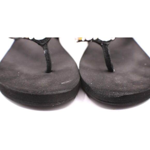 Yellow Box Sandals Doris Size 7 Black w/ Rhinestone Gems Embellished Flip Flops - Picture 4 of 11